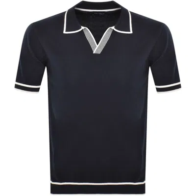 Oliver Sweeney Garras Knit Polo T Shirt Navy In Blue