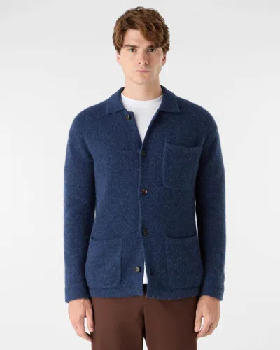 Oliver Sweeney Heywood Mens Alpaca Wool Blend Knitted Overshirt In Blue