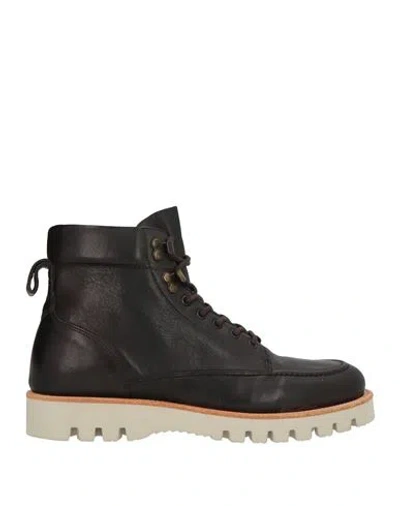 Oliver Sweeney Man Ankle Boots Dark Brown Size 11 Leather In Black