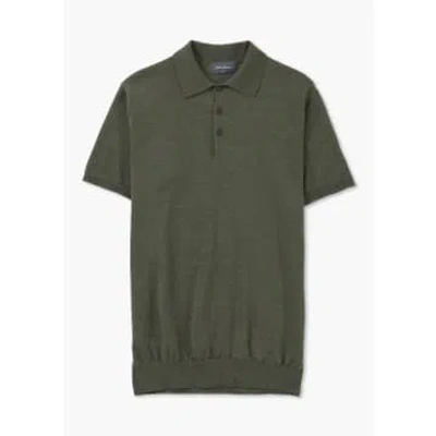 Oliver Sweeney Mens Covehithe Merino Wool Knitted Polo Shirt In Khaki In Neutral