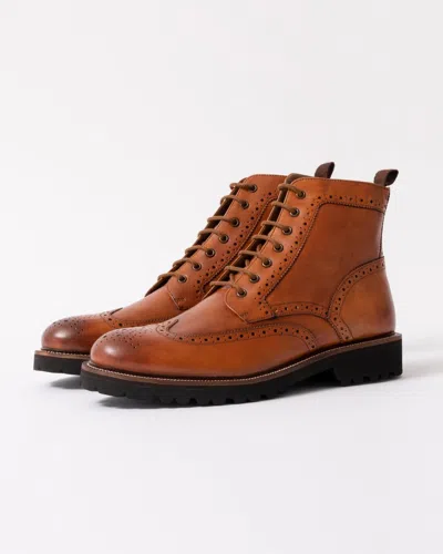 Oliver Sweeney Milbrook Mens Antiqued Leather Brogue Boots In Brown