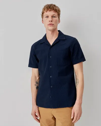 Oliver Sweeney Ravenshead Mens Cotton Seersucker Short Sleeved Shirt In Blue