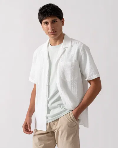 Oliver Sweeney Ravenshead Mens Cotton Seersucker Short Sleeved Shirt In White