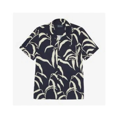 Oliver Sweeney Ravenshead Riviera Leaf Print Shirt Col: Navy Multi, Si In Blue