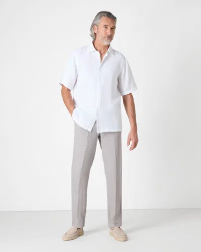 Oliver Sweeney Somerton Mens Short Sleeve Linen Shirt In White