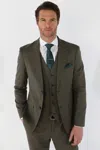 Oliver Tweed Infinity Leather Men's 3 Piece Sage Summer Wedding Tailored Fit Suit