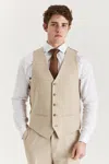 Oliver Tweed Infinity Leather Men's Beige Lightweight Summer Wedding Party Waistcoat