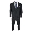 Oliver Tweed Infinity Leather Men's Black Checked 3 Piece Suit Tailored Fit