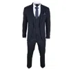 Oliver Tweed Infinity Leather Men's Navy Checked 3 Piece Suit Tailored Fit