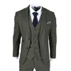 Oliver Tweed Infinity Leather Men's Olive Green Wool Blend Tweed Formal Suit