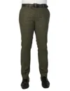 Oliver Tweed Infinity Leather Men's Olive Green Wool Blend Tweed Formal Trousers