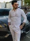 Oliver Tweed Infinity Leather Men's Summer 2 Piece Suit Linen Formal Grey Waistcoat Trousers
