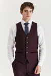 Oliver Tweed Infinity Leather Men's Wine Suit Waistcoat Prince Of Wales Formal Waistcoat