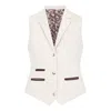 Oliver Tweed Infinity Leather Women's Cream Tailored Fit Wool Blend Tweed Waistcoat