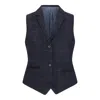 Oliver Tweed Infinity Leather Women's Navy Blue Tailored Fit Tweed Formal Waistcoat