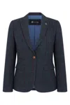 Oliver Tweed Infinity Leather Women's Navy Tweed Tailored Fit Formal Blazer
