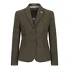 Oliver Tweed Infinity Leather Women's Olive Tailored Fit Tweed Blazer In Herringbone Check