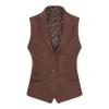 Oliver Tweed Infinity Leather Women's Rust Brown Herringbone Wool Tweed Check Waistcoat