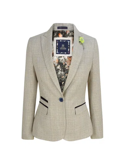 Oliver Tweed Infinity Leather Women's Tweed Herringbone Cream Jacket Peaky Blinders In Gray