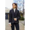 Oliver Tweed Infinity Leather Womens Black Herringbone Check Tweed Blazer Waistcoat Wool 2 Piece Set