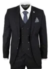 Oliver Tweed Men's 3 Piece Black Pinstripe Retro Suit In Black
