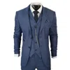 Oliver Tweed Men's 3 Piece Blue Prince Of Wales Check Suit In Blue