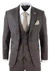 Oliver Tweed Men's 3 Piece Brown Herringbone Tweed Suit In Brown