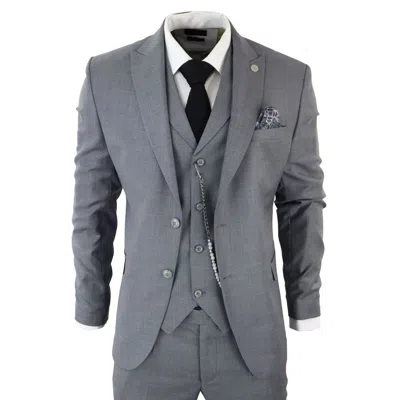 Oliver Tweed Men's Classic 3-piece Plain Grey Suit