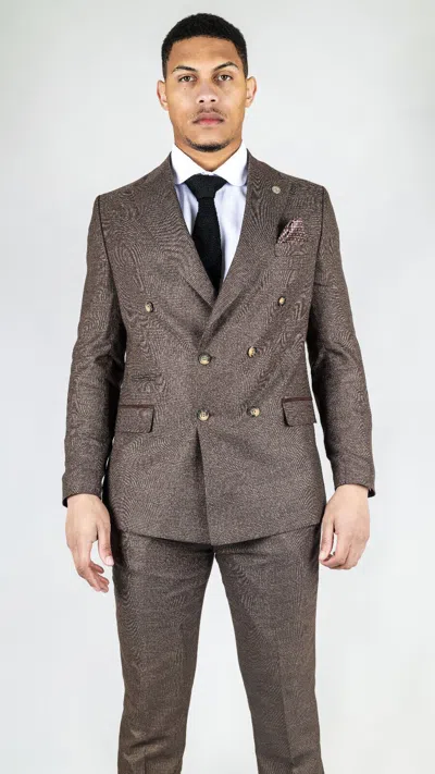 Oliver Tweed Men's Classic Brown Double Breasted 2-piece Suit