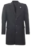 Oliver Tweed Men's Long Charcoal Wool Slim Fit Overcoat In Pink