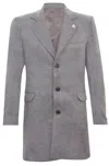Oliver Tweed Men's Long Grey Wool Slim Fit Overcoat In Grey
