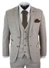 Oliver Tweed Mens 3 Piece Beige Tweed Check Vintage Retro Suit In Beige