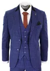 Oliver Tweed Mens 3 Piece Blue Tweed Check Vintage Classic Suit In Blue