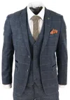 Oliver Tweed Mens 3 Piece Blue Tweed Check Vintage Suit In Blue