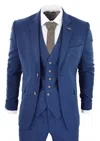 Oliver Tweed Mens 3 Piece Blue Tweed Wool Twill Vintage Classic Suit In Blue