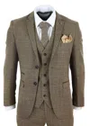 Shop Oliver Tweed Mens 3 Piece Brown Tweed Check Vintage Retro Suit