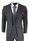 Oliver Tweed Mens 3 Piece Charcoal Grey Classic Stitch Retro Suit In Pink