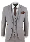 Oliver Tweed Mens 3 Piece Cream Tweed Check Vintage Retro Suit In White