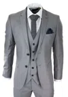 Oliver Tweed Mens 3 Piece Light Grey Classic Stitch Retro Suit In Grey