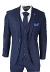 OLIVER TWEED MENS 3 PIECE NAVY BLUE BIRDSEYE TWEED CLASSIC SUIT