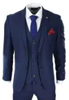 Oliver Tweed Mens 3 Piece Navy Blue Classic Retro Suit In Blue