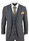 Oliver Tweed Mens 3 Piece Navy Blue Tweed Check Vintage Retro Suit In Blue