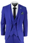Oliver Tweed Mens 3 Piece Royal Blue Tailored Fit Complete Suit Best Man Groom Prom Wedding In Blue