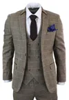 Oliver Tweed Mens 3 Piece Tan Herringbone Tweed Check Suit In Multi