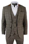 Oliver Tweed Mens 3 Piece Tan Tweed Check Suit In Multi