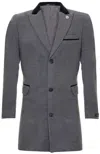 Oliver Tweed Mens 3/4 Grey Long Crombie Overcoat Jacket Herringbone Tweed Coat Peaky Blinder In Grey