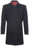 Oliver Tweed Mens 3/4 Long Black Wool Coat Crombie Overcoat Jacket Peaky Blinders Slim Fit In Black