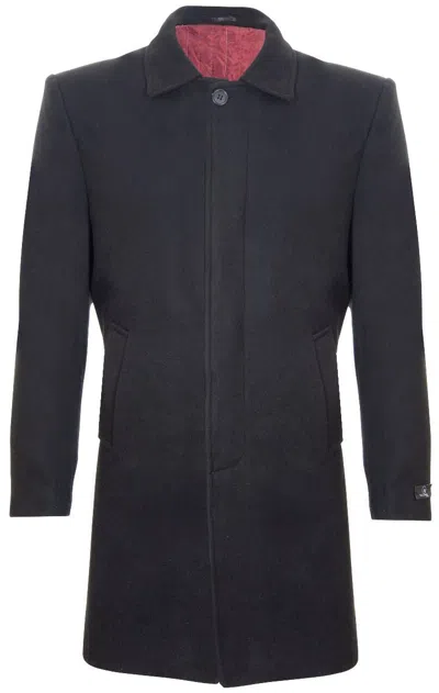 Oliver Tweed Mens 3/4 Long Black Wool Coat Crombie Overcoat Jacket Peaky Blinders Slim Fit