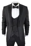 Oliver Tweed Mens Black Tuxedo Blazer Waistcoat Brocade Satin Paisley Formal Dinner Jacket In Black
