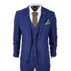 Oliver Tweed Mens Blue Brown Check 3 Piece Tailored Fit Suit In Blue